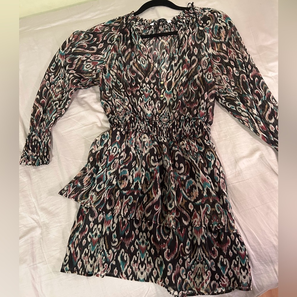 NWT zara dress women’s metallic thread printed mini dress